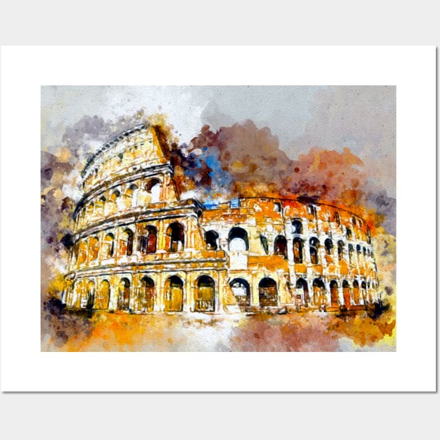 Watercolor Colosseum Wall Art by danieljanda